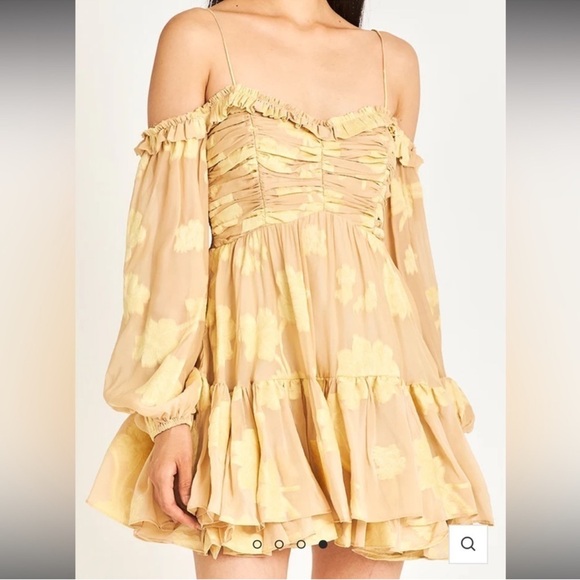 LoveShackFancy Zennia Mini Dress in Daisy Yellow - Picture 3 of 7